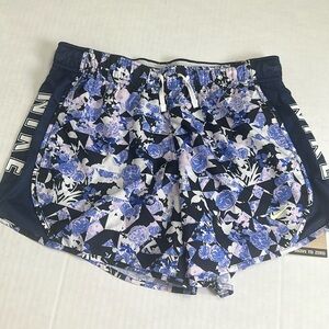 Nike Dri Fit Navy Blue Floral Youth Girls Running Shorts Size Large NWT